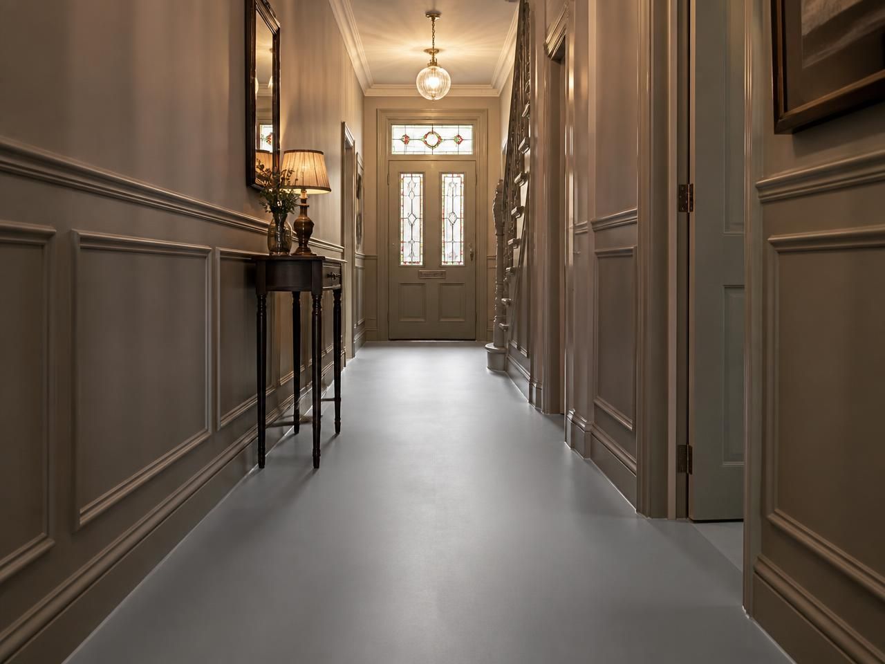 Natural Oak Wood Effect Porcelain Plank Floor Tiles 200x1200mm laid in a hallway, installed in 200x1200mm