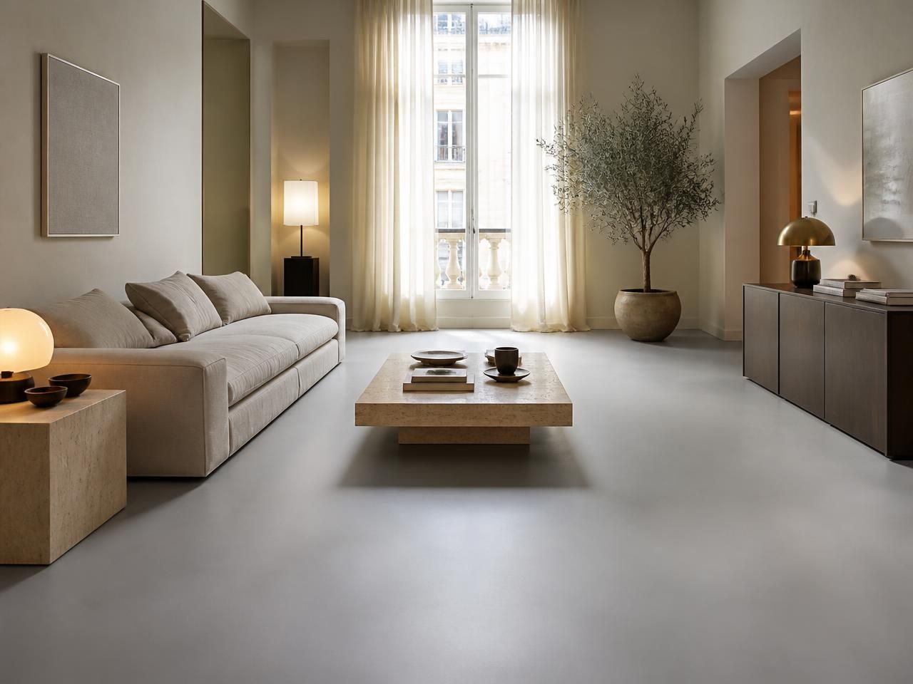 White Slate Effect Porcelain Wall & Floor Tiles 300x600mm laid in a living room, installed in 300x600mm